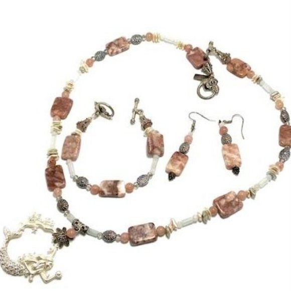 Handmade Jewelry Set by Surdigirl - Italian Marble, Guava, Sandstone - Picture 1 of 12